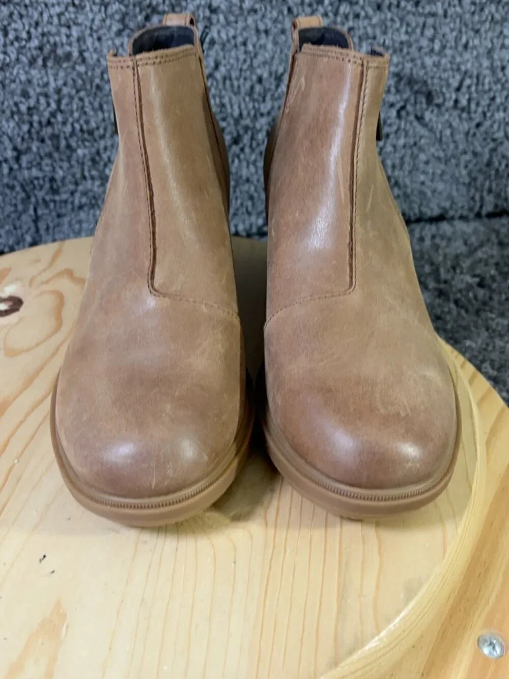 Sorel Evie II Hidden Wedge Boots Womens Size 8.5 Brown Leather Ankle Booties
